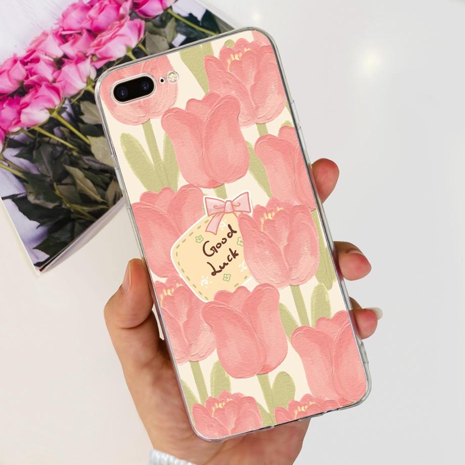 Per iPhone 7 8 7Plus 8 Plus Custodia per Telefono iPhone SE 2020 Cover Posteriore Morbido TPU Silicone Trasparente Paraurti Fiore Farfalla Coque Borsa