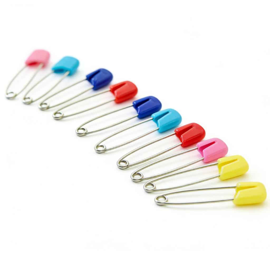 50 Pcs Diaper Pins Stainless Steel Plastic Head Baby Safety Pins Versatile Use for Crafts Laundry Jewelry Making Large