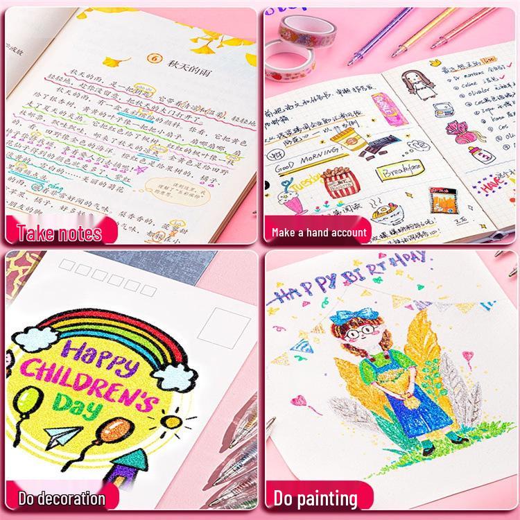 Luminous Color-Changing Glitter Gel Pen - Silver Light & Pearl Marker for Journaling