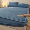 Fluffy Plush Fitted Bed Sheet with Elastic Band Solid Color Mattress Protective Cover Thick Bedspread for Single Double Bedsheet