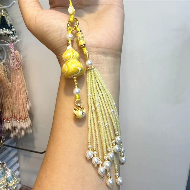 Lingyin Fulu Xiangling Purple Gradual Change Floating Paint Gourd Pearl Bell Pendant Bag Trailer Hanging Scenic Merchandise
