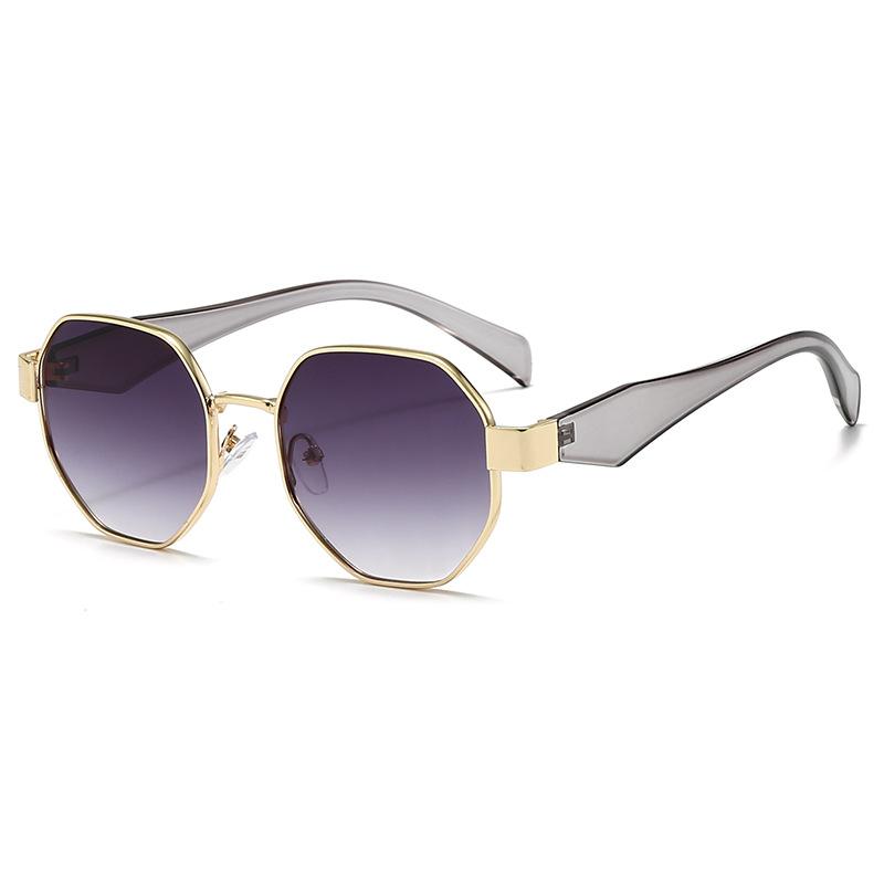 New European and American Fashion Versatile Metal Sunshade Sunglasses Personalized Polygon Internet Celebrity Sunglasses