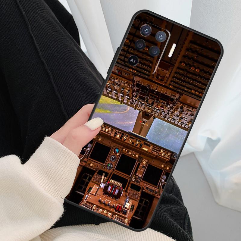 Aviation Aeroplane Pilot Cockpit Case For Oppo A54 A74 A94 A18 A57 A17 A77 A38 A58 A78 A98 A80 A60 A40 A96 A76 A16 A15 A5 Pro