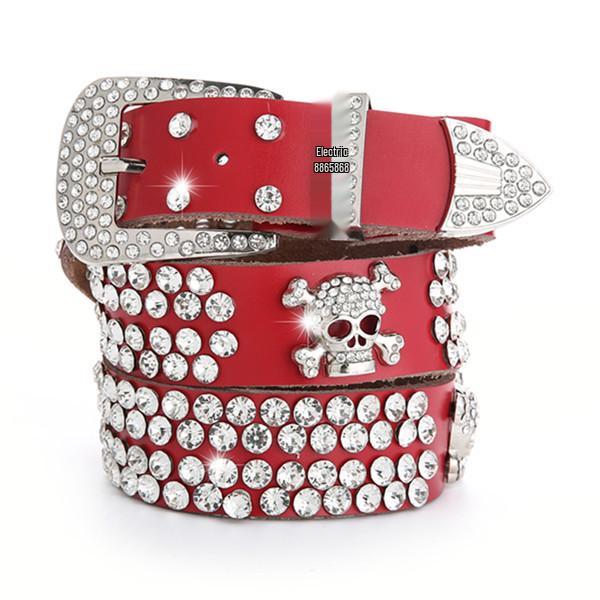Women's Rhinestone Leather Belt – Fashionable Korean Style Wide Belt for Jeans