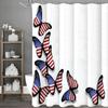 Butterfly Shower Curtain with Flag Pattern, Bathroom Decorative Shower Curtain, Waterproof Shower Curtain with Hooks