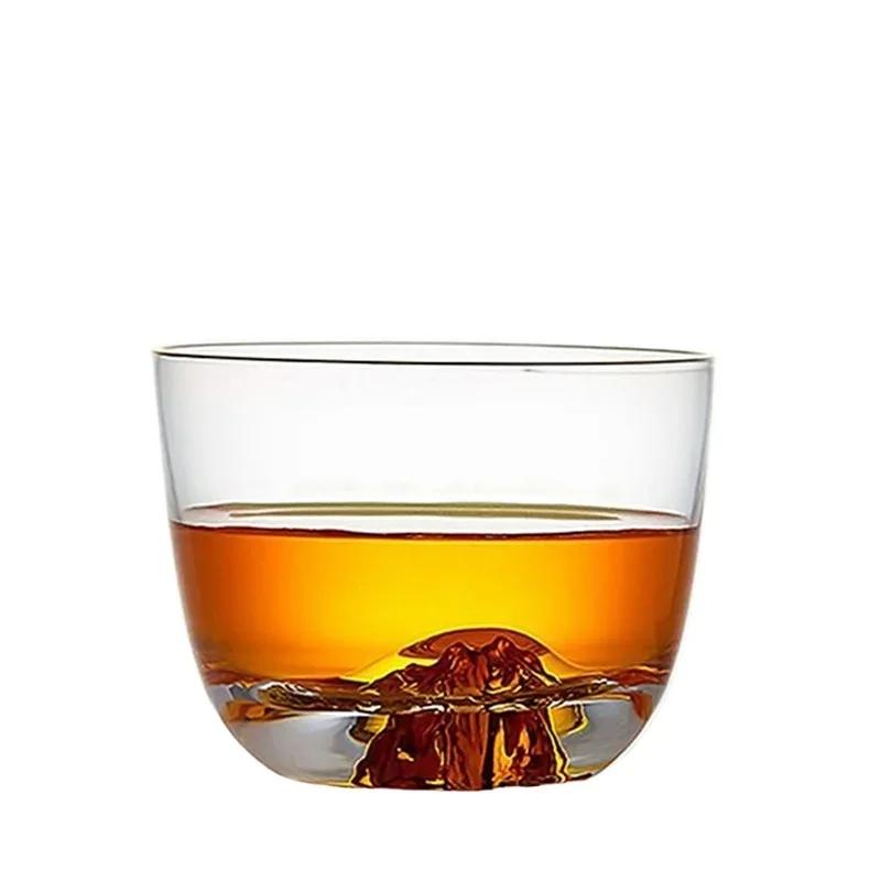 100ml Retro Fuji Mountain Cup Japanese Handmade Tea Cup Japanese Glass Cup Tibetan Mountain Water Glass Whiskey Wine Glass