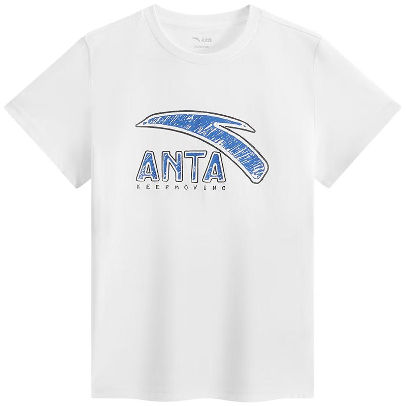 Anta Boys' 2025 Summer Breathable Cotton Short Sleeve T-Shirt A52527114