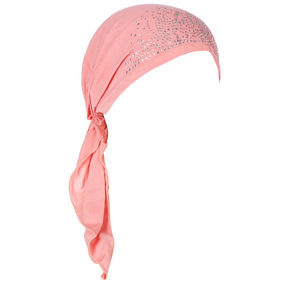 Women India Muslim Stretch Turban Hat Cotton Hair Loss Head Scarf Wrap
