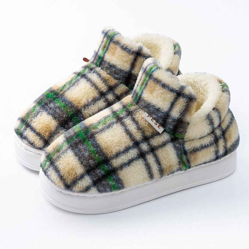 Baogen thick plush cotton slippers autumn and winter couple plush wear-resistant home comfortable warm snow boots