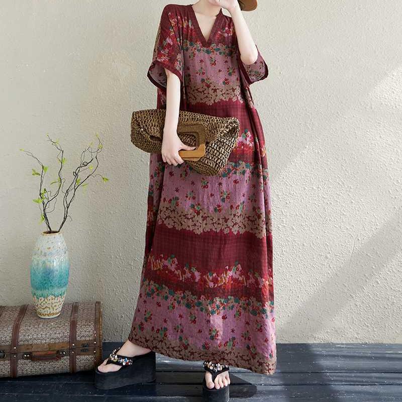 Summer V-neck Beach Dress Long Robe