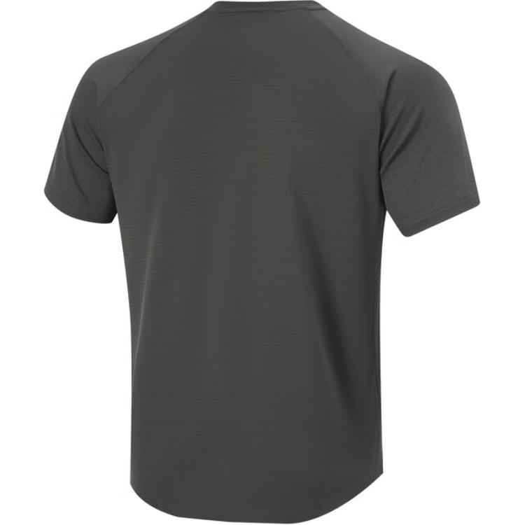 Li Ning Cba Series Solid Color Logo Round Neck Pullover Short Sleeve T-Shirt Men Tops Graphite-Gray ATSU407-3