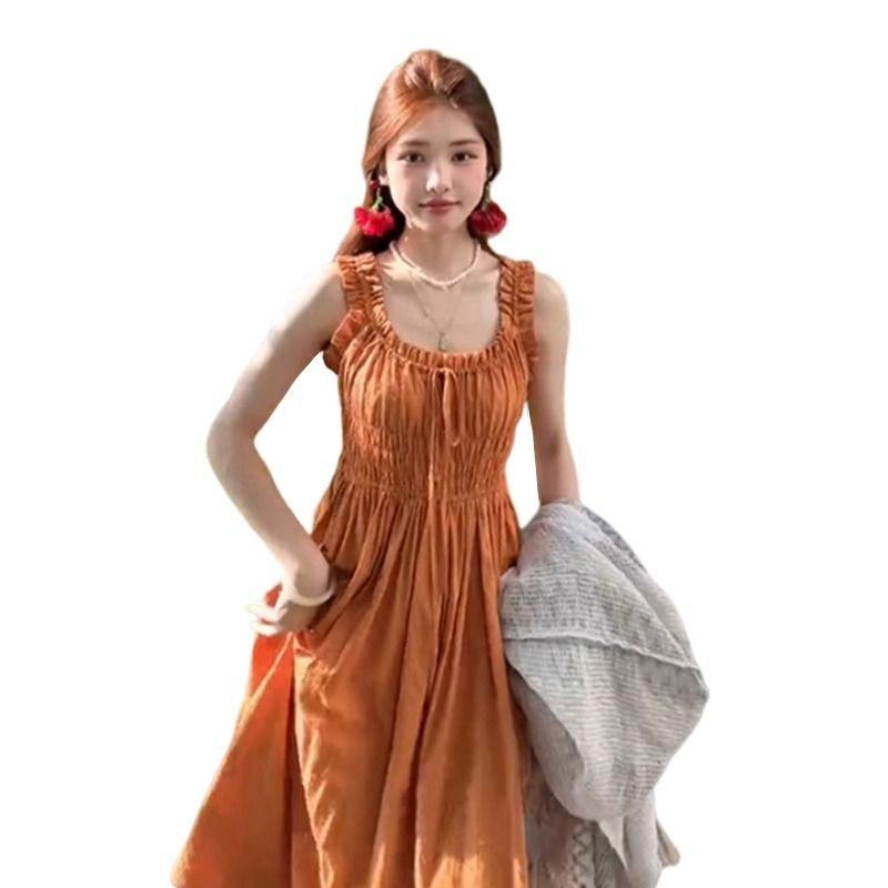 French temperament waist thin suspender dress children's summer new seaside vacation wind beach dress