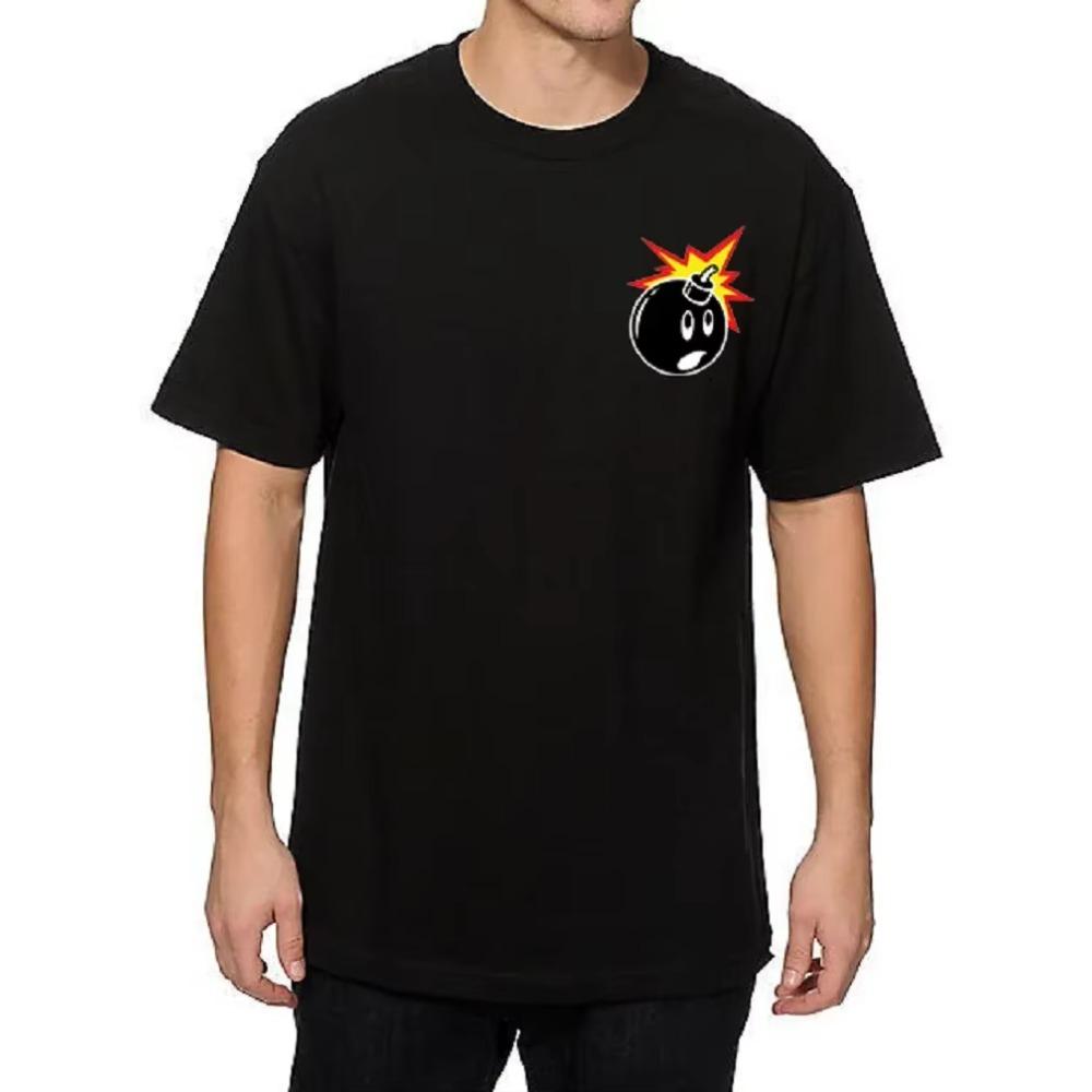 

Хлопковая мужская футболка с принтом Funng Bomb, оверсайз, повседневная, уличная, с круглым вырезом, топы, простая модная мужская одежда S