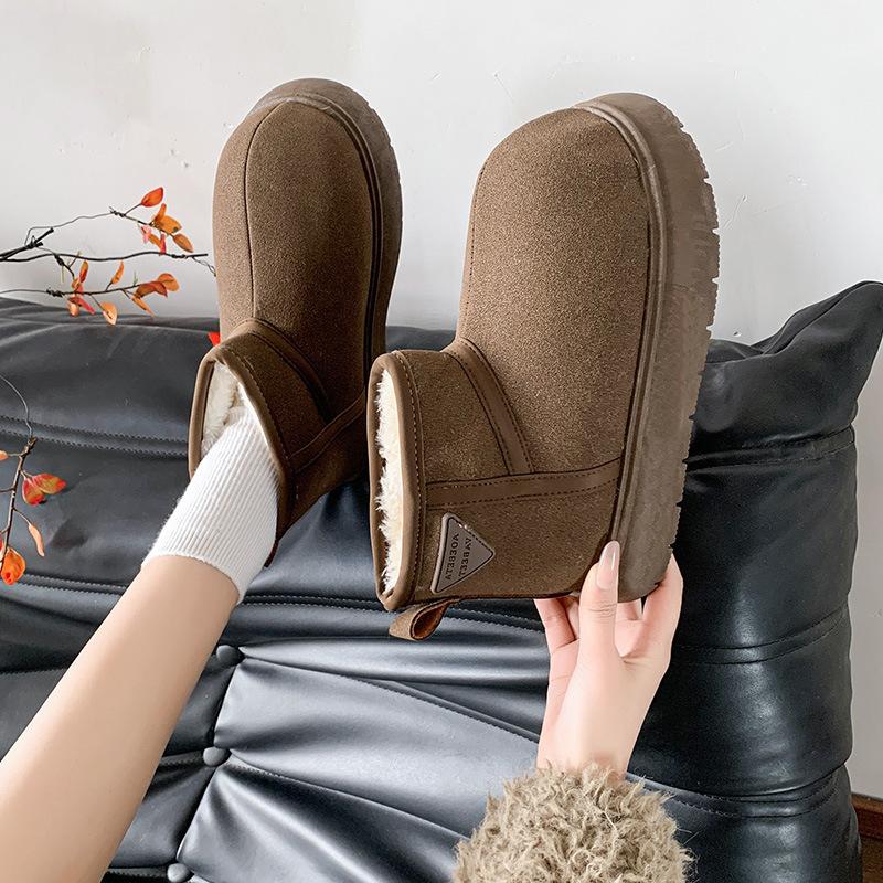 Kapibara Big Head Ugly Snow Boots Women's Winter Thick-soled Heightening Velvet Thermal Cotton Short Boots