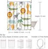 Shower Curtain Safari Animals with Cute Hippo Crocodile Lion Elephant and Giraffe In Childish Style Waterproof Polyester Fabric