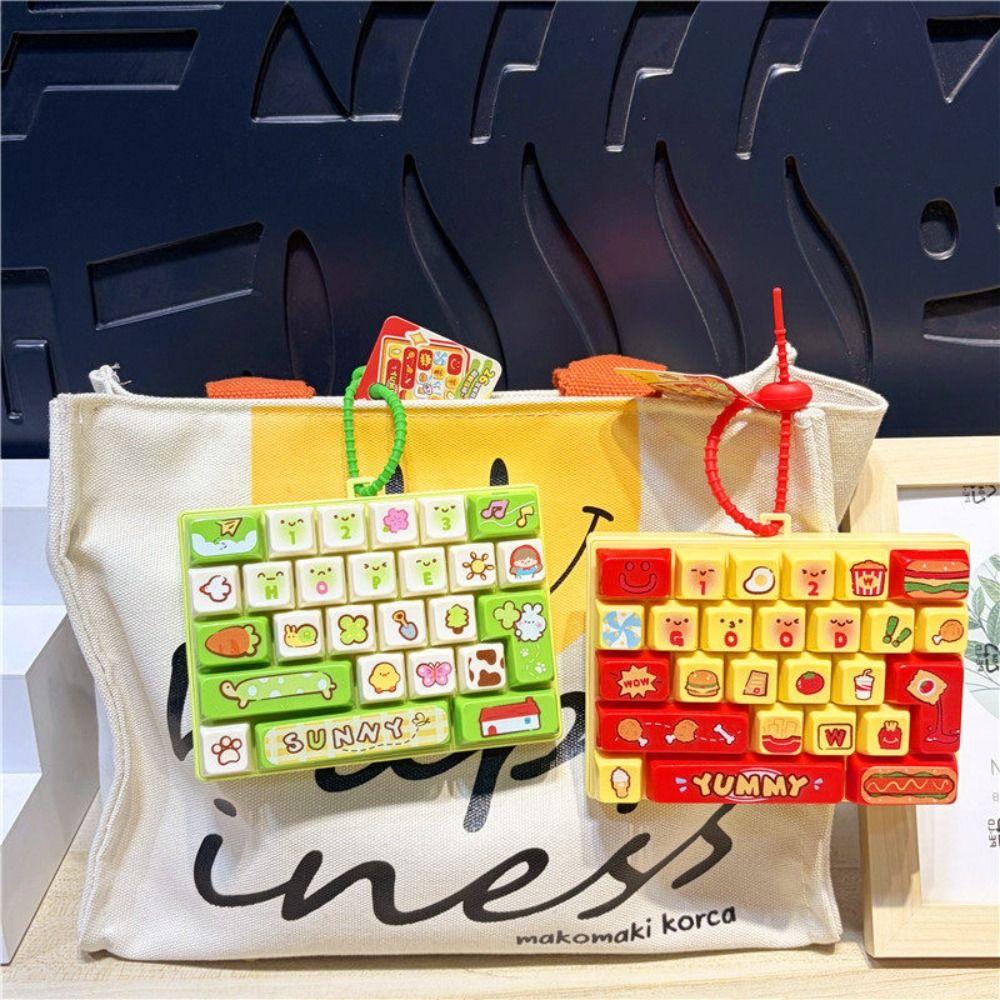 26-key Keyboard Keychain Pressable Keys Press Button Toy Cute Keyboard Fidget Toy Bag Ornament