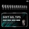 550PCS False Nail Tips Soft Gel Fingertip Semi-matte Capsules Almond French Coffin Full Cover Artificial Fake Nails Extension