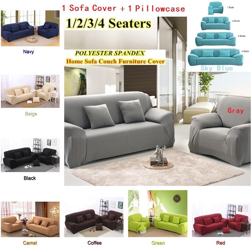 Buy High Quality 9 Solid Colors Slipcovers Sofa Cover 1/2/3/4 Seats L