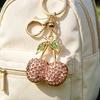 Cherry Keychain Sparkling Rhinestones Lobster Clasp Keyring Cute Fruit Bag Charm Birthday Gift for Women Girls