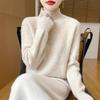 Thickened Wool Half-High Neck Diamond Cutout Pullover, Long Sleeve Women's Knit Sweater