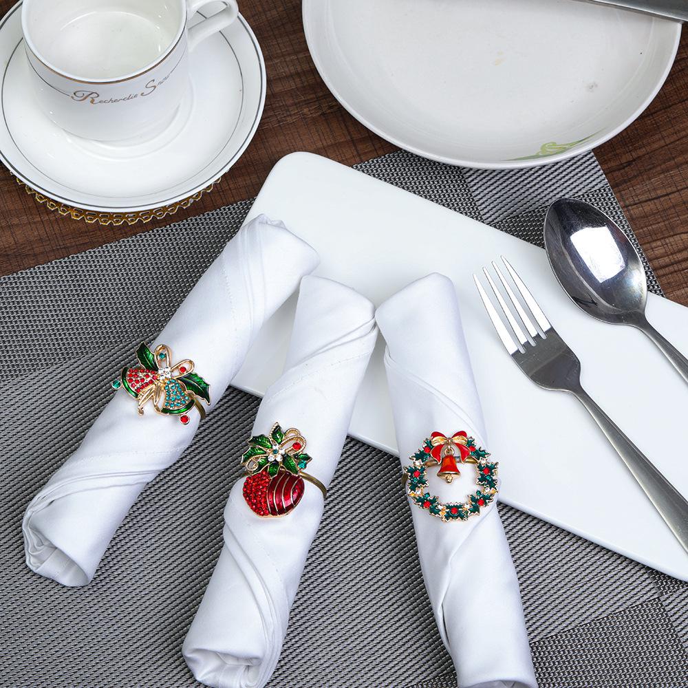 Reindeer & Santa Snowflake Christmas Napkin Rings - Festive Wreath Holders for Hotel Decoration, Bestseller