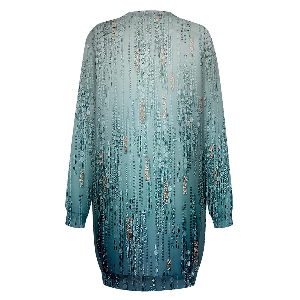 Long Sleeve Dress For Women Casual Printed Pullover Hip Pack Dress Sweater Dress