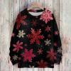 Ladies' Fashionable And Casual Christmas Cute Printed Round Neck Long Sleeved Knitted Yarn
