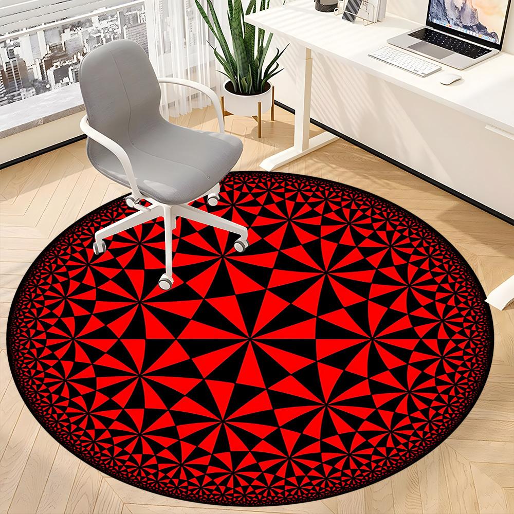 1 Stück Geometrisches Muster Büro Runder Teppich, Rutschfest, Weich und Langlebig Büroteppich für Innendekoration, Perfekt für Büro, Dekoration yy260204067