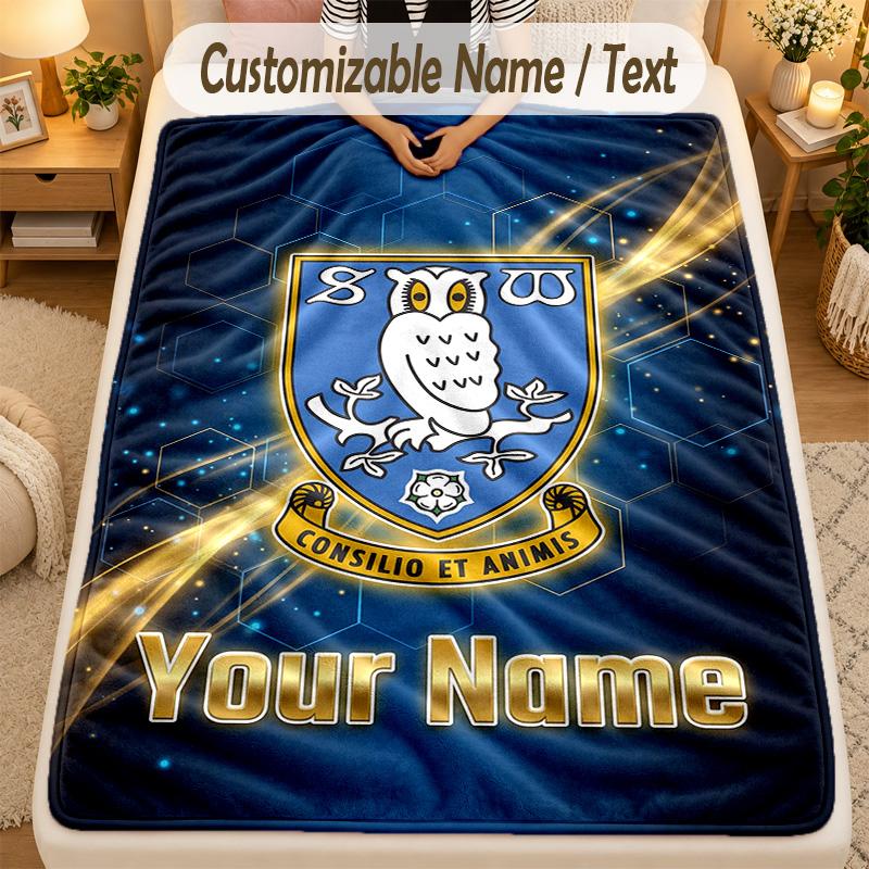 Flannel BlanketSheffield Wednesday FC Custom Name Text Personalized Soft Warm Throw Blanket Home Decor Gift