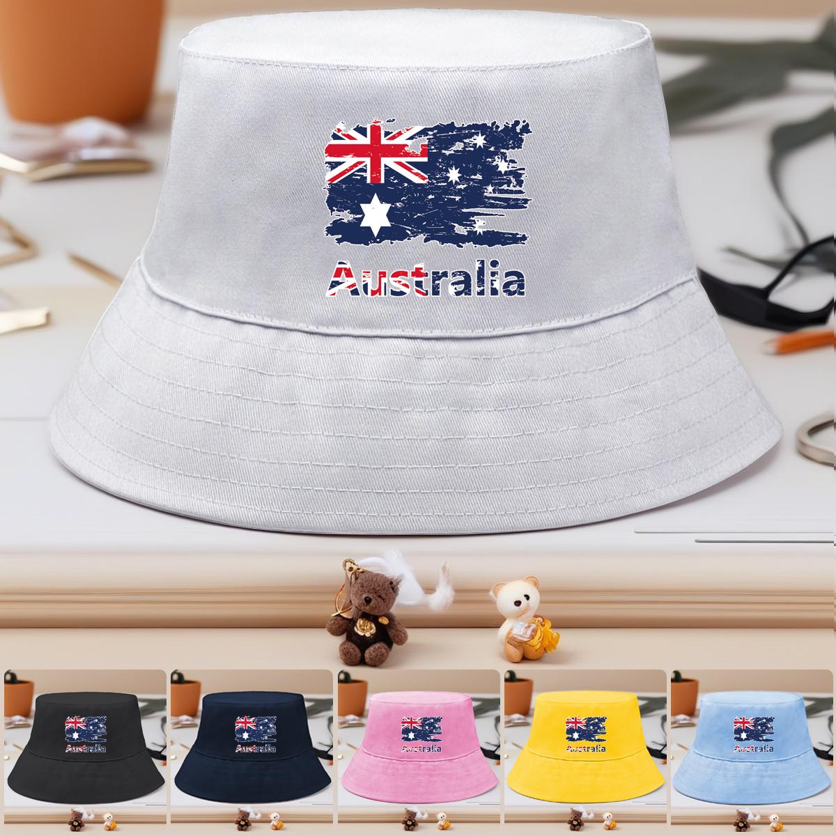 

Bucket Hat With Australian Federal Flag Print , Commonwealth Blue Ensign Fisherman Cap Lightweight Casual Solid Color Fishing Hat as the picture синій