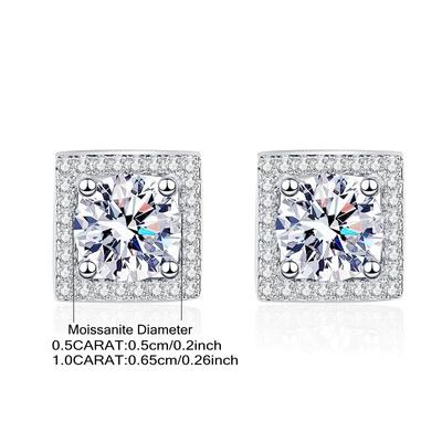 S925 Sterling Silber 0,5/1 Karat Moissanite Quadrat Ohrringe Männer und Frauen Paar Modelle Mode Trend Design Sinn High-End