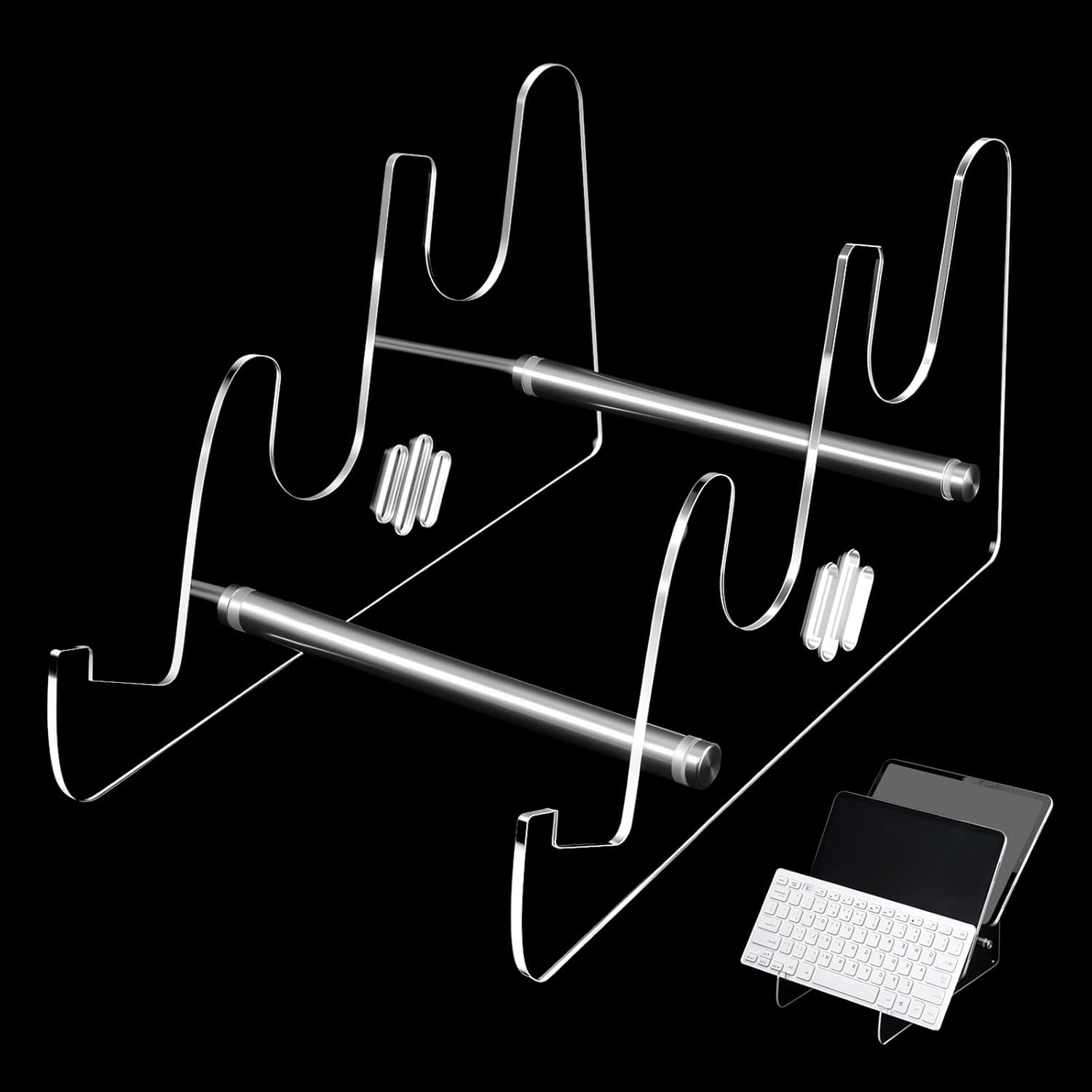 Acrylic 3 Tier Keyboards Display Stand, Desktop Clear Rack Computer Storage Shelf, Keyboards Storage Holder Trays, Mechanical Keyboard Holders for