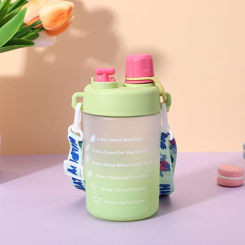 600ML Gradient Plastic Water Bottles Portable Large Capacity Women Straw Cup Double Drinking Sport Water Pot For Students Girls