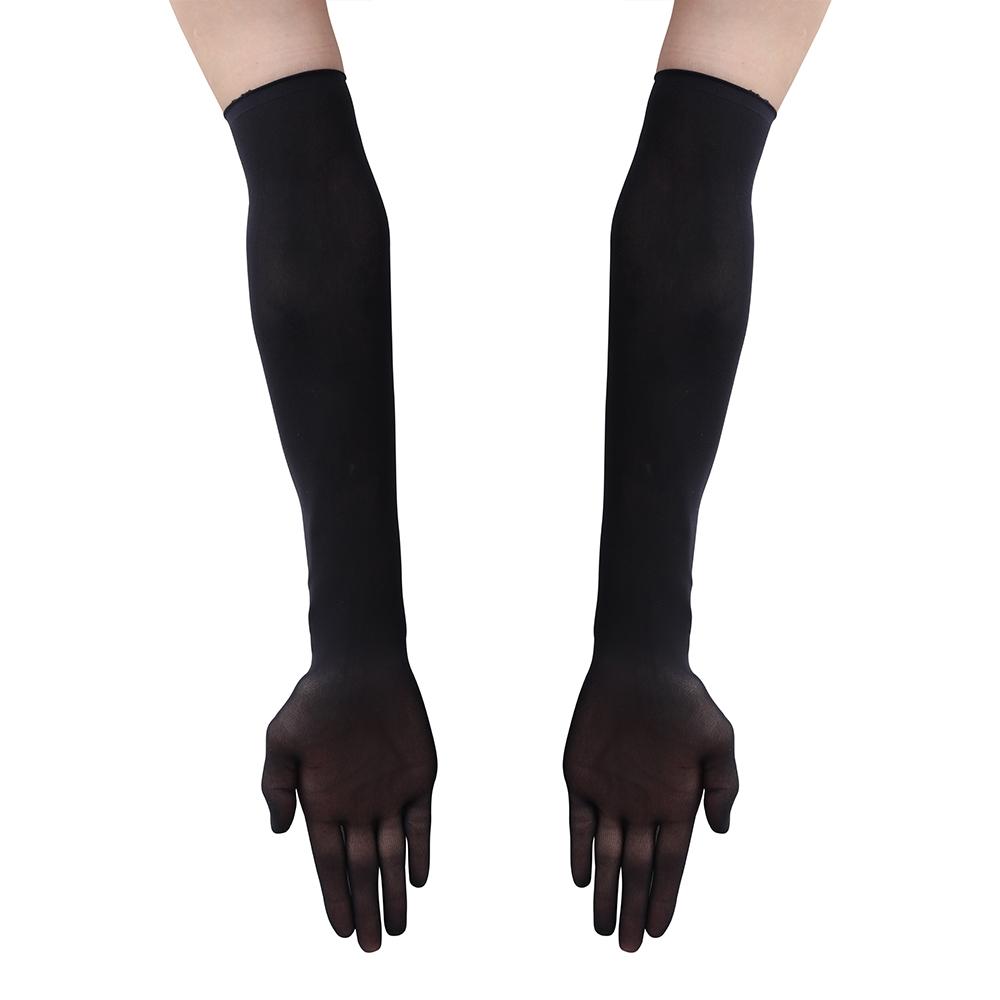 Women Full Finger Opera Prom Long Sheer Finger Pantyhose Gloves Transparent Gloves Seamless Mitten