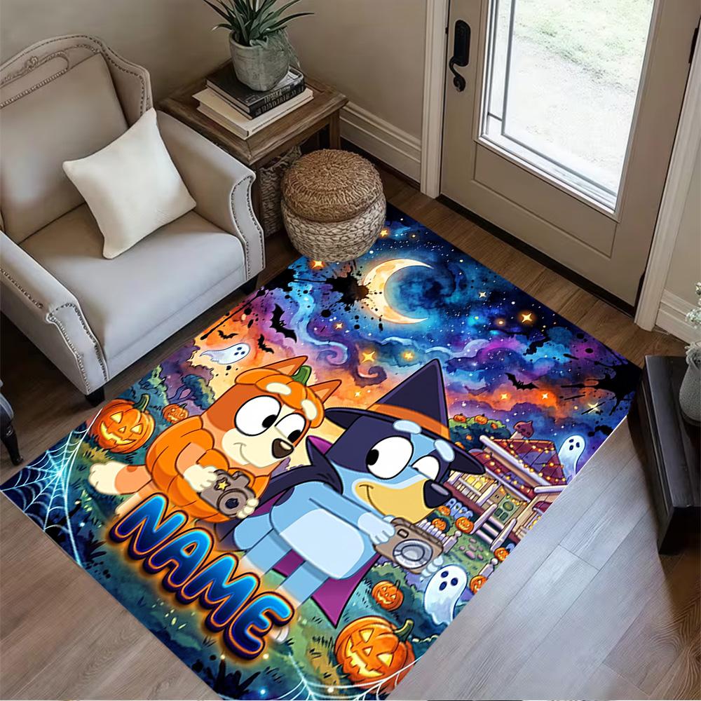 Halloween Friends Trick-or-treat Personalized Text Carpet Suitable for Study Room Foyer Playrooms Entryway Anti-slip Rug Anime Office Decor
