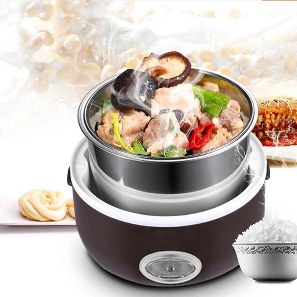 3 sluoksnių pietų dėžutė Mini nešiojamas elektrinis ryžių virimo aparatas Garintuvas Maisto terminis šildymas Automatinis maisto konteineris Šildytuvas Puodas 270W 2L