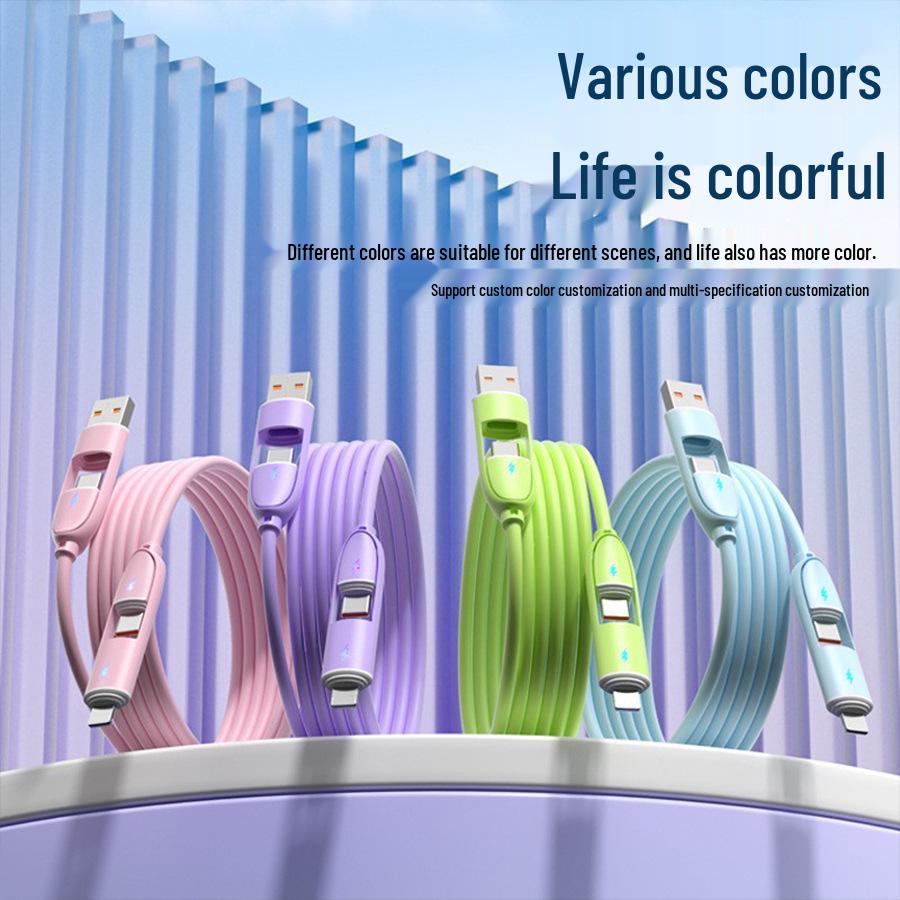 

Macaron Silicone 4-in-1 Fast Charging Cable for Apple 15/Huawei Green
