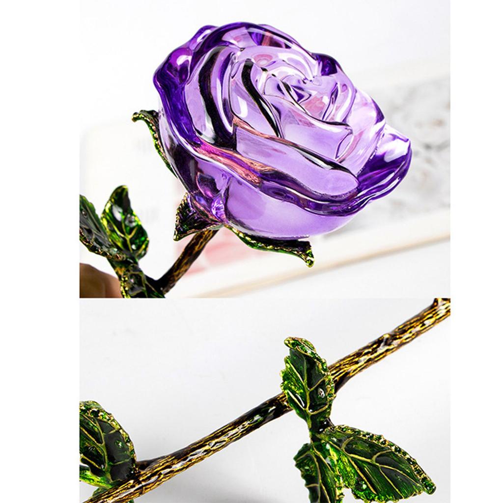 Valentine's Day Crystal Rose Flower Wedding Mother's Day Anniversary Home Art Craft Ornament for Mom Women Friends Husband Dad