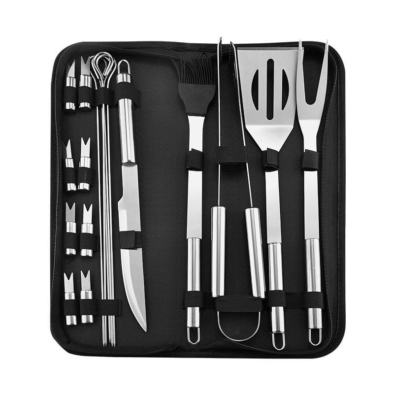 18-Piece Portable Stainless Steel BBQ Tool Set with Oxford Bag