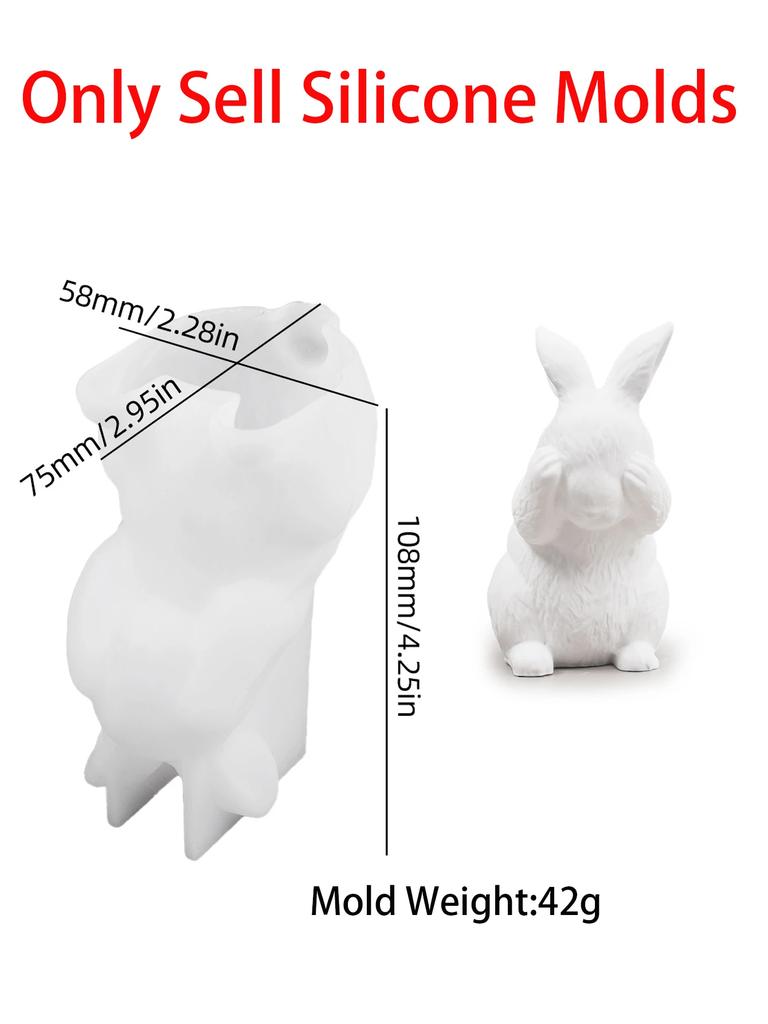 Cute Rabbit Silicone Ornament Mold 3D Easter Rabbit Scented Candle Gypsum Concrete Sitting Standing Looking Up Rabbit Craft Mold