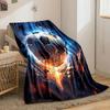 A Fiery Soccer Ball Surrounded by Intense Glowing Flames and Debris. for All Seasons Blanket Lunch Break Throw Gift