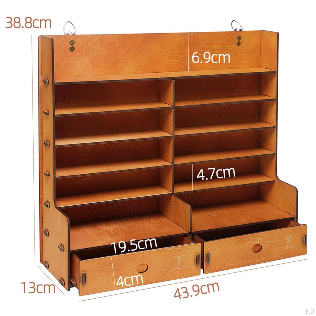 Wooden Paint Rack Wall Mount Paints Organizer Saving Space Durability Easily Install Multipurpose 6