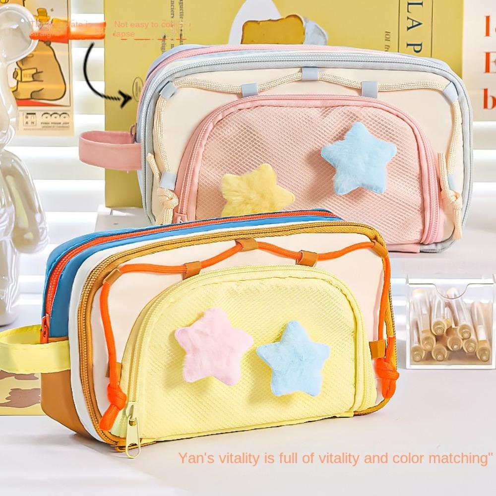7 Multilayer Y2K Star Stationery Bag Desktop Storage Ins Pencil Pouch Kids Children