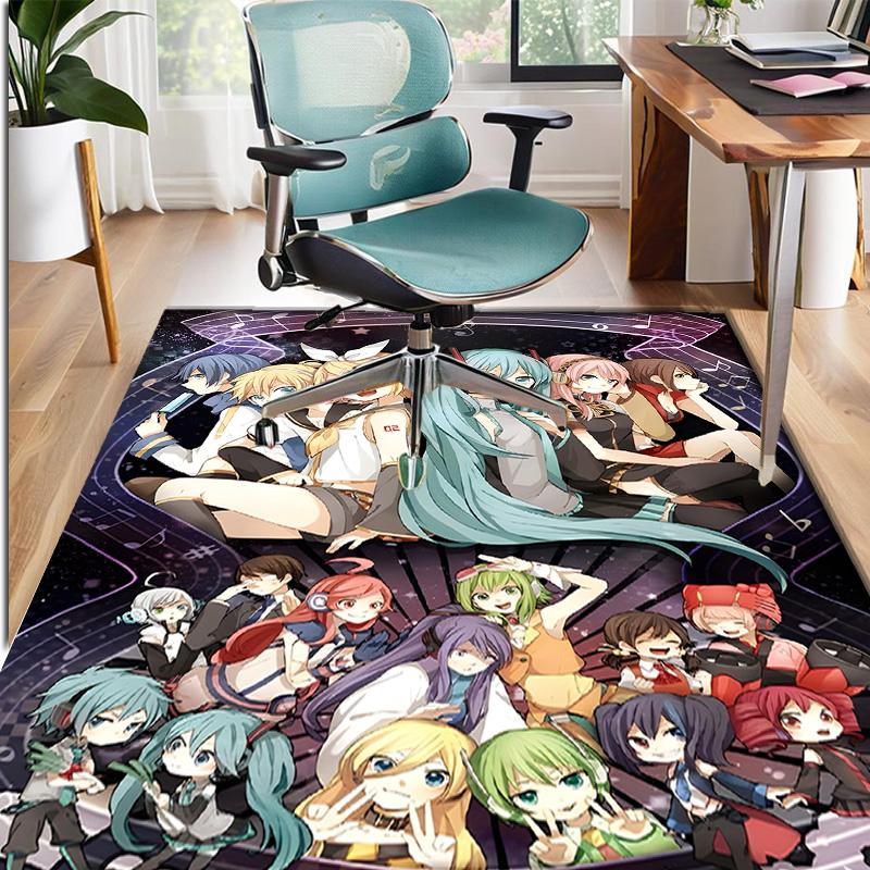 Hatsune Miku Pattern Rug, Indoor/Outdoor Mat, for Picnic, Gameroom, Bedroom, Office, Living Room, Home Decor Carpet, Birthday Gift