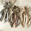 Striped Ribbon Scrunchies Long Tail Hair Tie Boho Style Women Hair Accessory for Casual Weekend Look