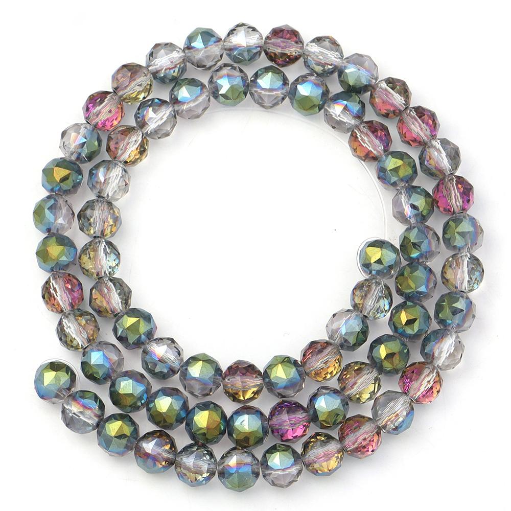 1 Strand 8mm Faceted Crystal Beads Transparent Colored Loose Spacer Round Glass Beads DIY Earrings Bracelet Jewelry Accessories