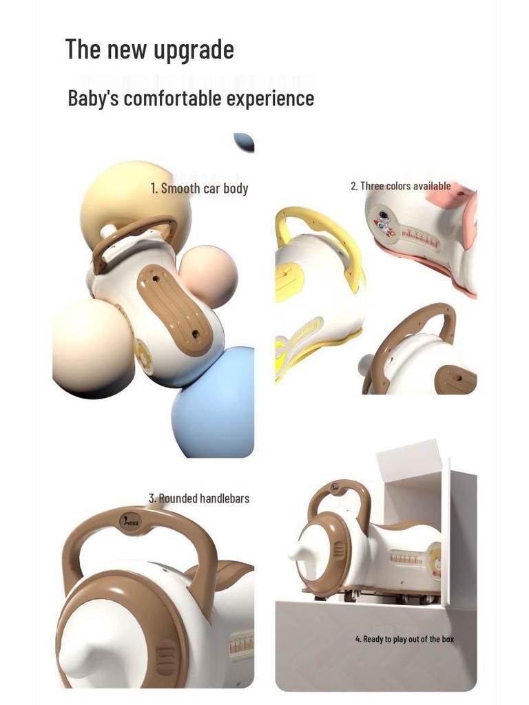 Musical Peanut Car Baby Walker: Four-Wheel Scooter with Silent, Universal Wheels and Anti-Rollover Slider
