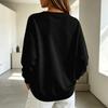 Women's V-Neck Button Pullover Sweatshirt Loose Fit Long Sleeve Casual Top