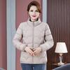 Frauen Baumwolle Jacke Stehkragen Langarm Einfarbig Reißverschluss Herbst Winter
