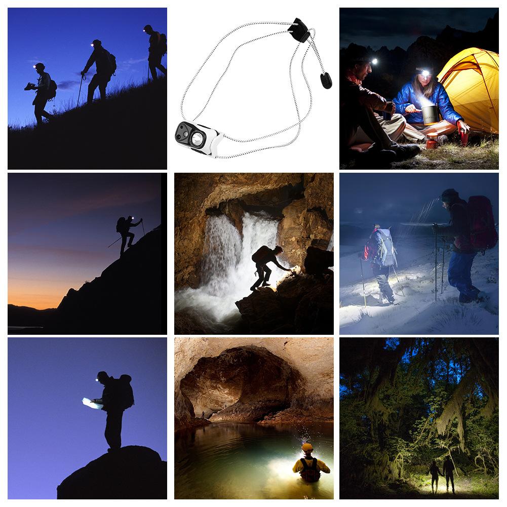 Waterproof LED Headlamp Motion Sensor Headlight USB Rechargeable Head Torch for Outdoor Running Hiking Accessories